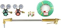 Vista 1 de SÜA Antorcha de corte recto resistente de 25 pulgadas con cabezal de 90° + reguladores + punta + pararrayos + manguera de 25 pies - compatible