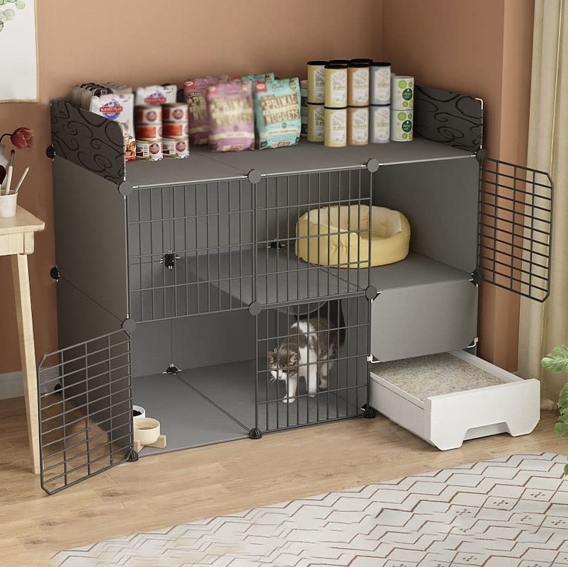 Cage pour chat avec bac à litière intégré pour un salon propre et ordonné