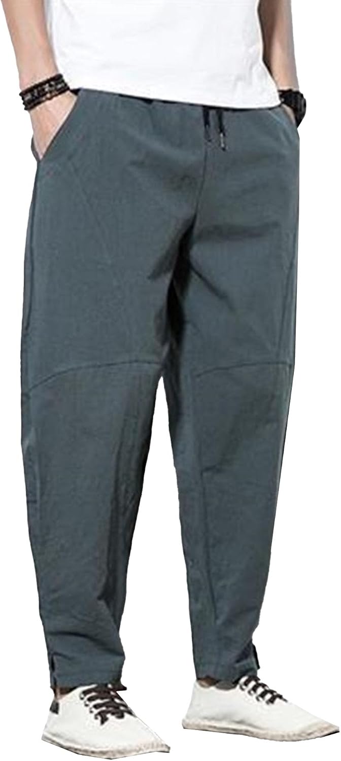 Men's Comfort Baggy Vintage Pants Casual Classic Joggers Yoga Pants Elastic Waist Tapered Outdoor Trousers