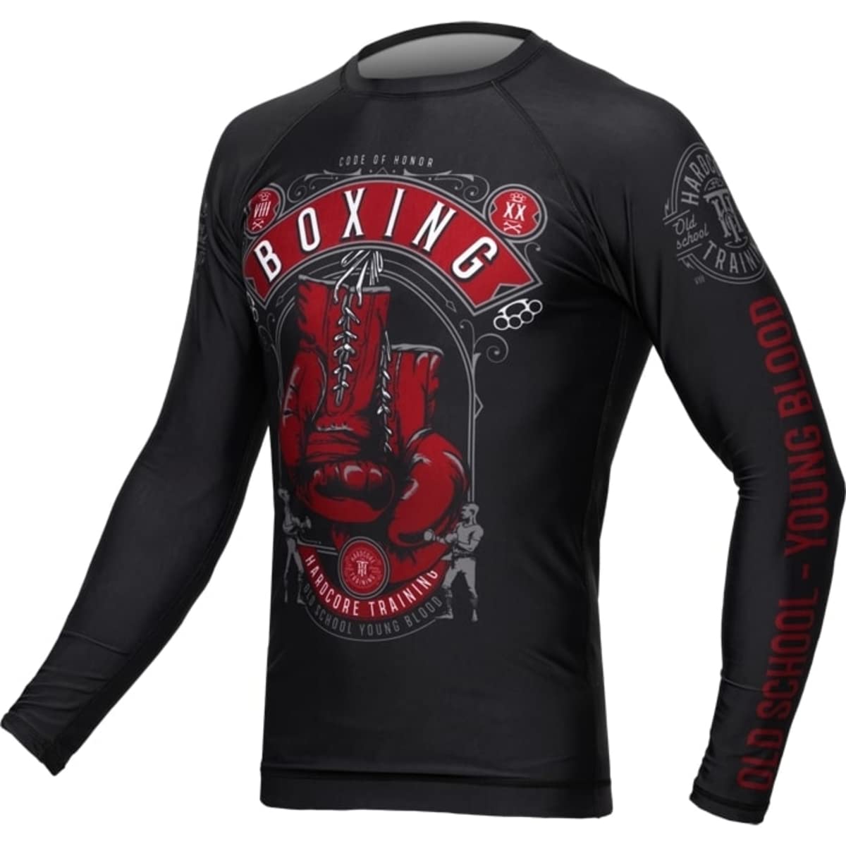 Hardcore Training Code of Honor Rash Guard Long Sleeve Men's. Camisa de Compresión Hombre MMA BJJ Boxeo Fitness Grappling No Gi
