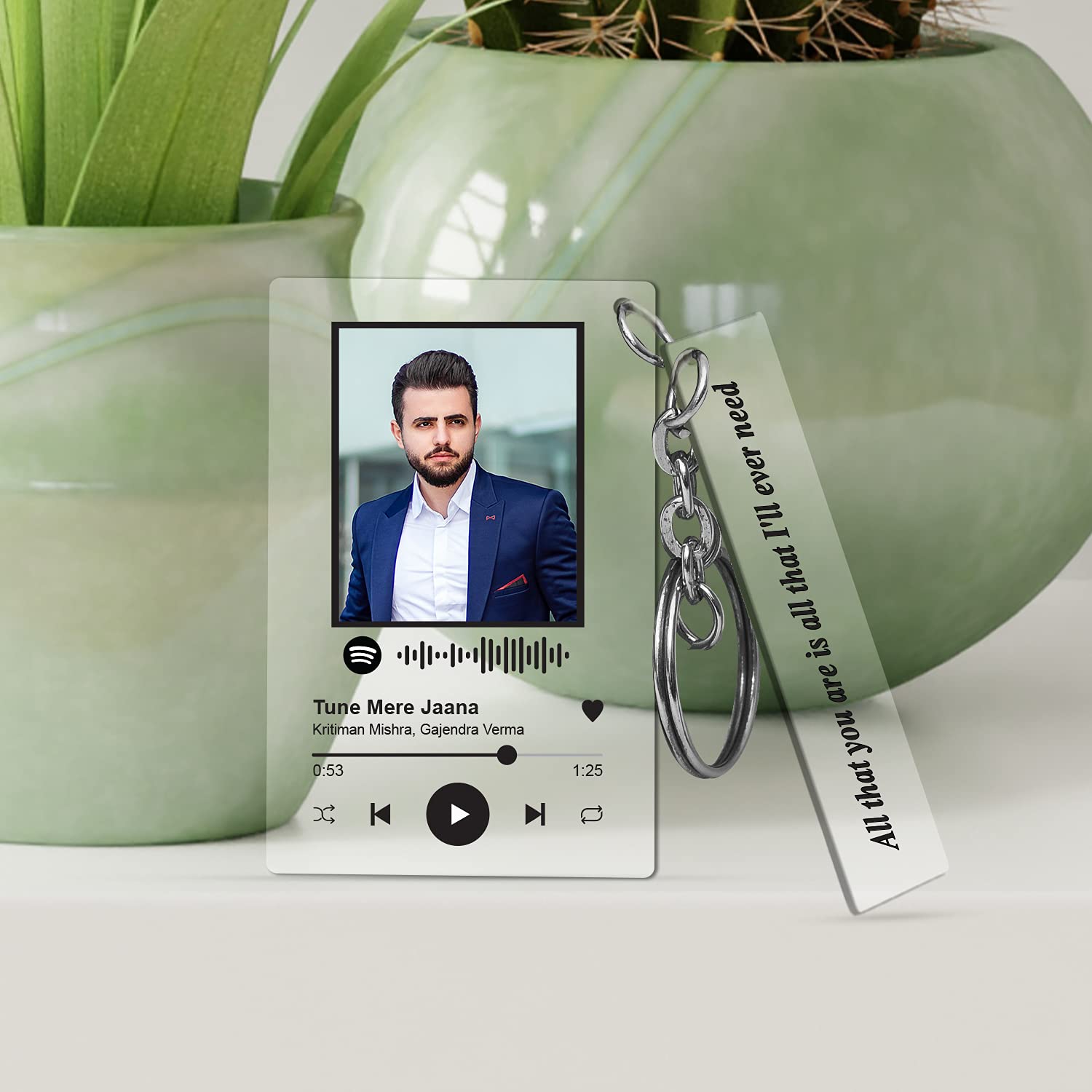 Acrylic Spotify Keychain With Song Code & Photo | Personalized Gifts Scannable Message Size (45 X 70 Mm) Plaque (15 Mmmulticolor)-image-12