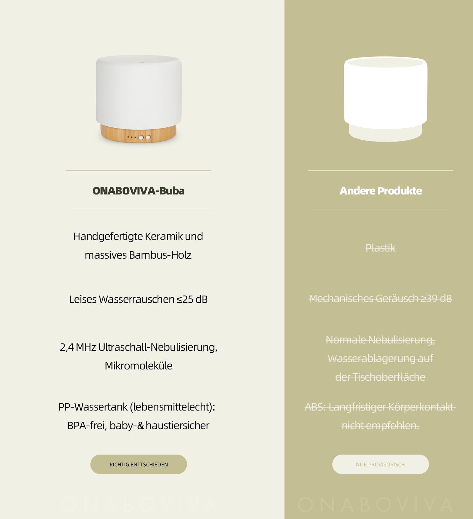 Dyfuzor zapachowy – ultradźwiękowy dyfuzor 280 ml z ceramicznym bambusowym nawilżaniem powietrza, światłem dobrego samopoczucia, timerem, automatycznym wyłączaniem, ciągłą i przerywaną mgiełką do