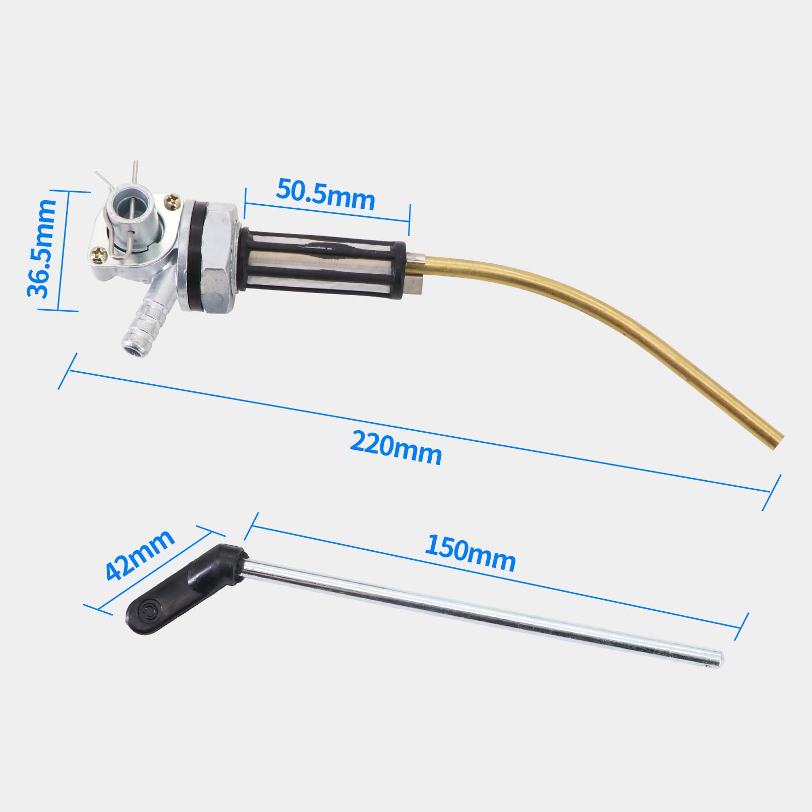 Benzinhahn+Hebel passend für Vespa GL, GTR, P, PK, Rally, Special, Sprint 50, 80, 125, 150, 200