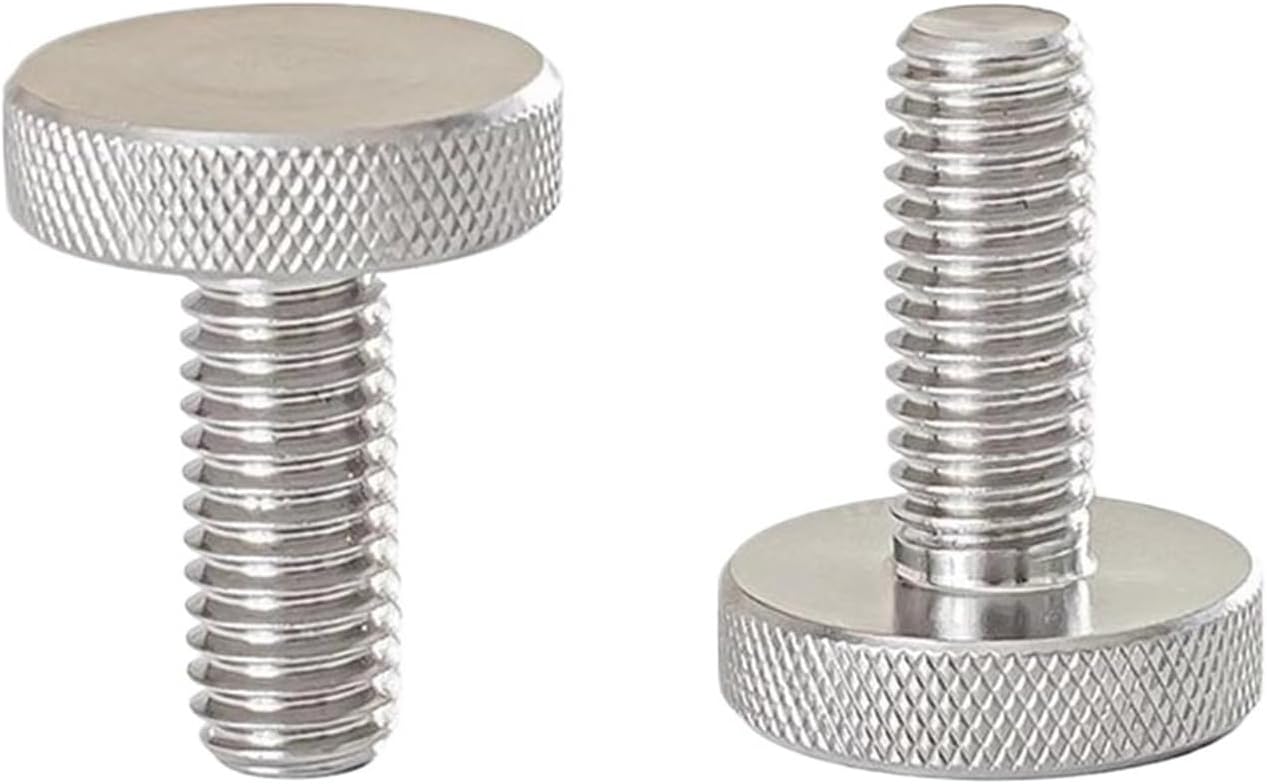 2pcs M3 M4 M5 M6 M8 M10 GB835 304 Stainless Steel Knurl Flat Round Head Hand Tighten Curtain Wall Glass Thumb Screw Bolt DIN653(M6x25mm)
