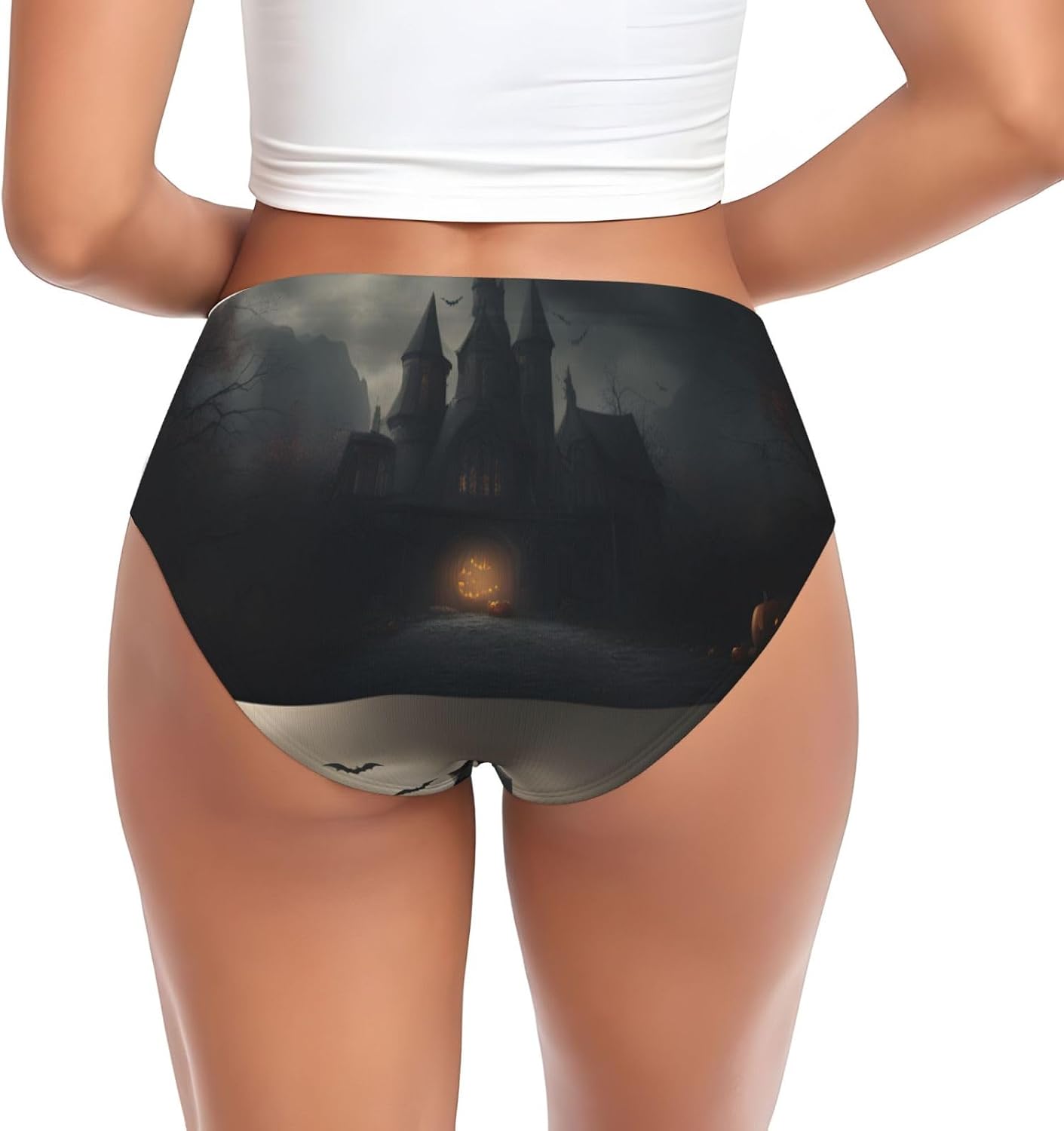 Halloween Horror Print Women'S Briefs Underwear,Cotton Blend Panties For Women,Ladies Underwear Briefs