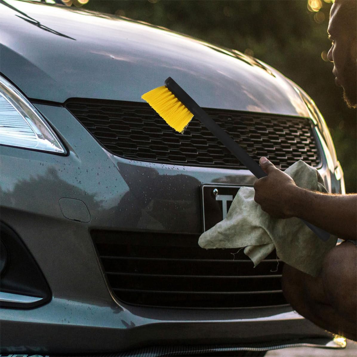 2 Pezzi Spazzola per Pneumatici Auto Manico in Plastica per Pulizia Ruote e Pneumatici, Strumento Versatile per Lavaggio Auto e Detailing Professionale
