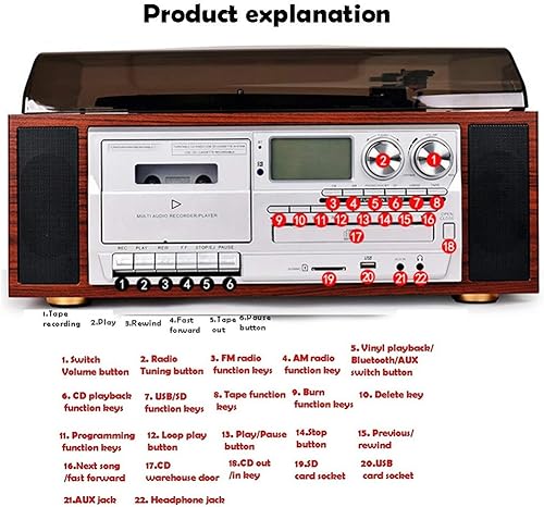 Miniatura 2 de Tocadiscos Bluetooth con altavoz estéreo, reproducción de discos de vinilo con brazo automáticoreproducción de cintareproducción de CDreproducción