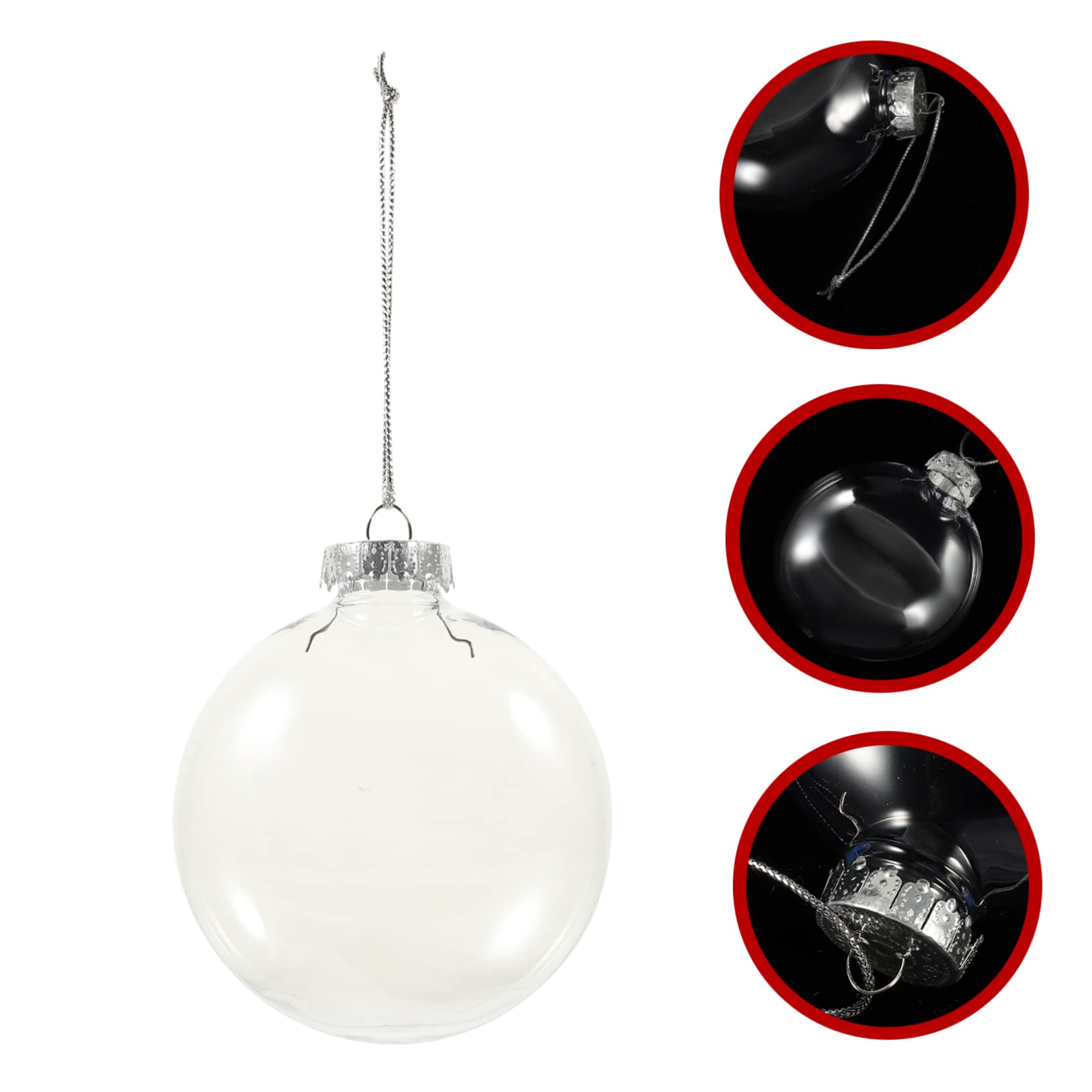 Zerodeko Bolas De Adorno Rellenables Transparentes 10 Cm Plástico Transparente Apertura Amplia Decoración Navideña DIY para Árbol De Navidad Colgantes 6 Piezas