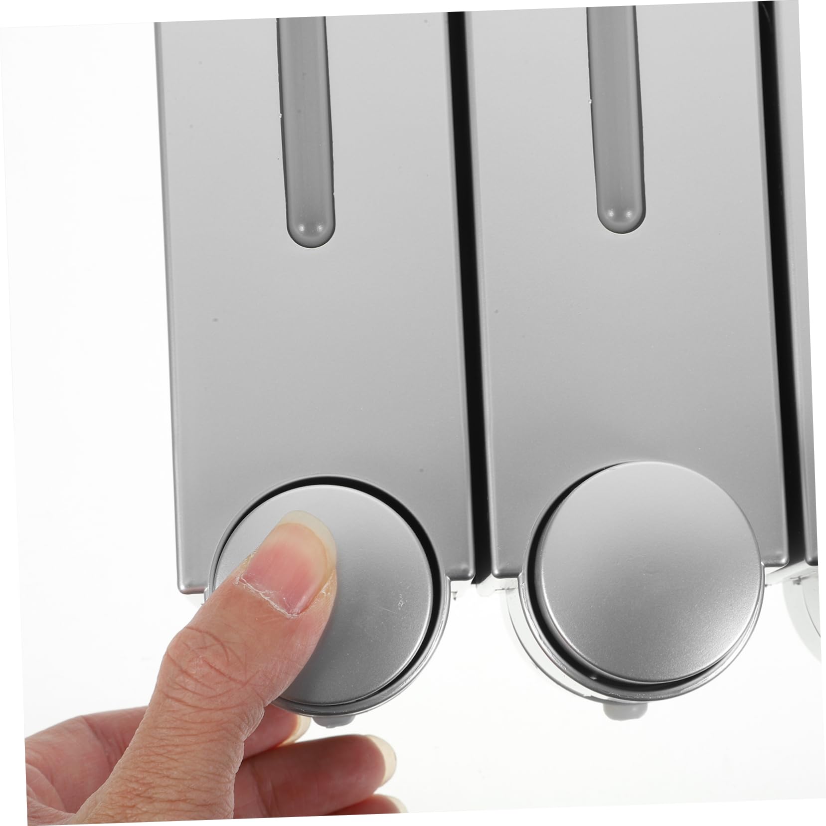 Dispenser Sapone da Muro Manuale a 3 Scomparti, Argento, Abs e Pvc, Design a 3 Teste, per Doccia e Bagno, Ricaricabile