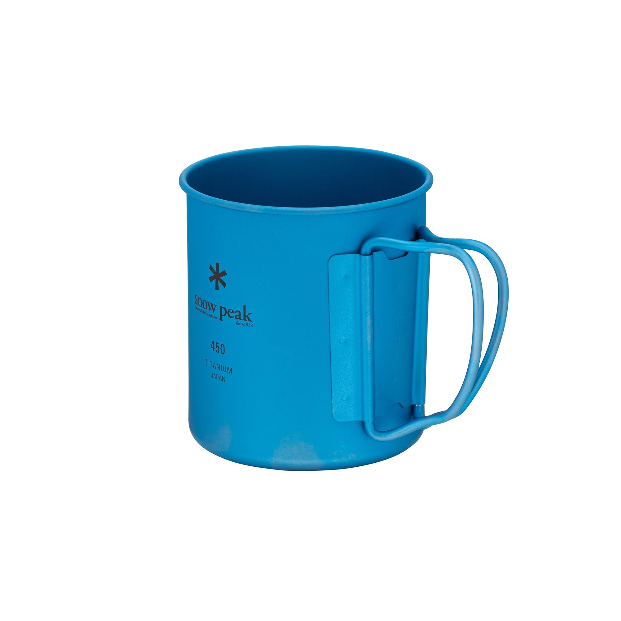 Snow Peak Titanium Single Walled Mug 450ml, Blau, Ultraleichter japanischer Titanbecher für Camping & Outdoor
