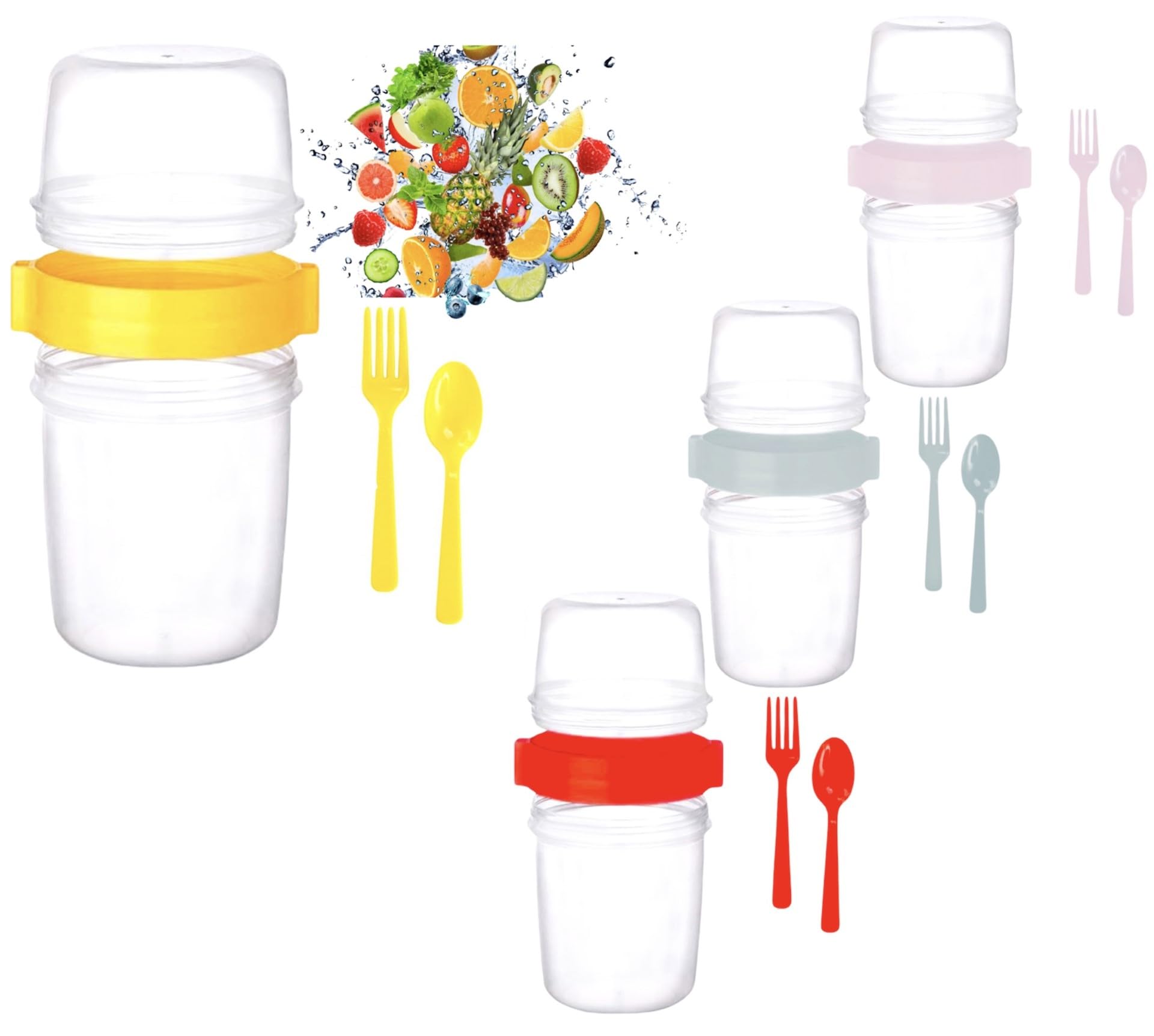 4All Yoghurt Potten Lepel Herbruikbare 600 ml Museli Cup Met