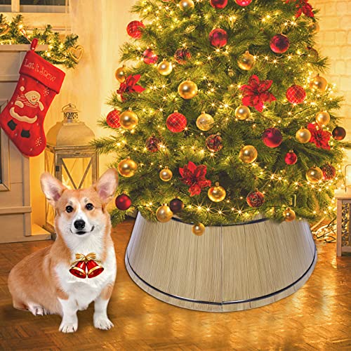 Mumtop Christmas Tree Collar - 28 Inch Metal Tree Collar, Tree Collars For Artificial Trees, Christmas Tree Stand Cover Tree Skirt Ring Round Base For Xmas Tree Or Holiday Decor (Wood Grain) #TOP1