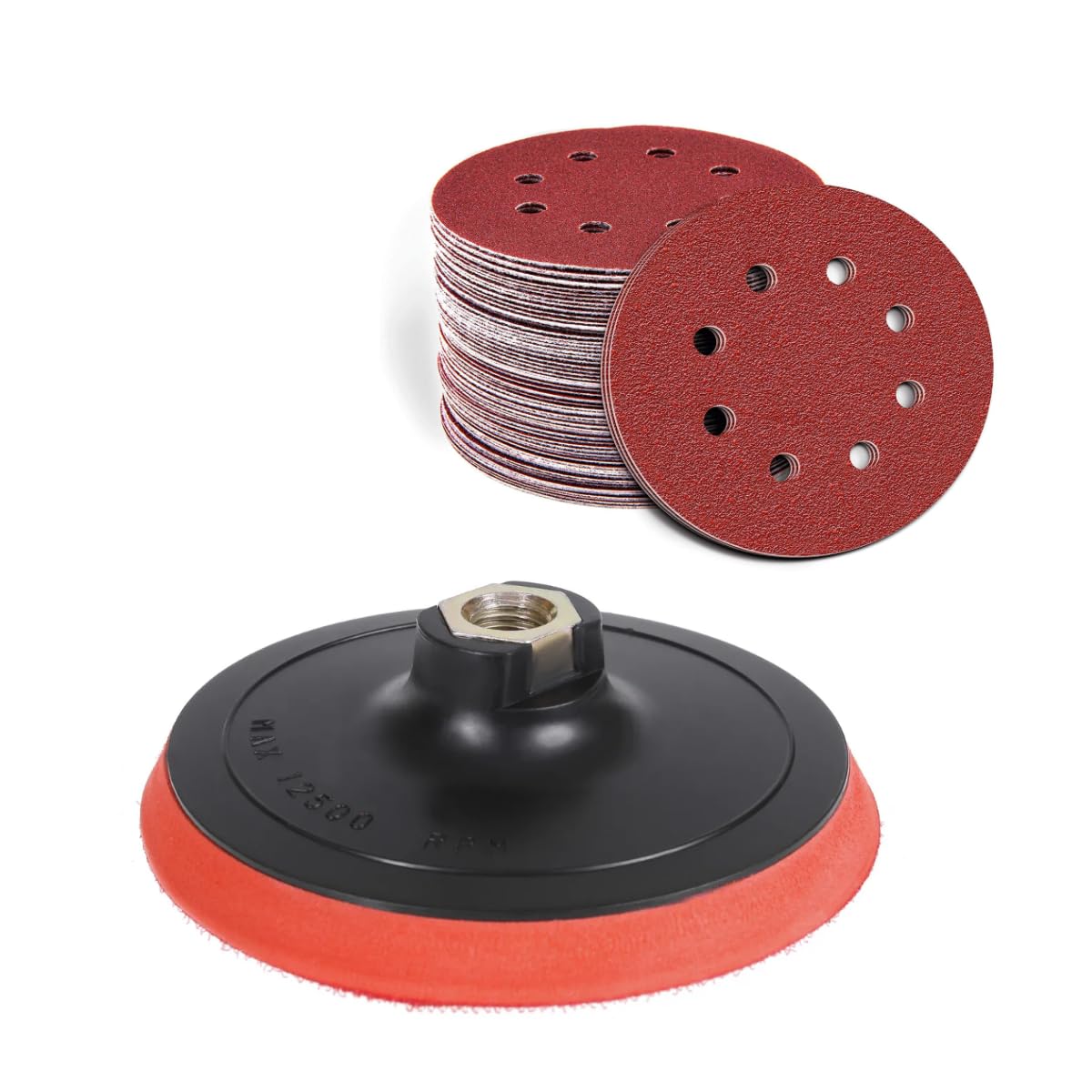 Pioneer Abrasive 5 Inch Hook & Loop Backing Pad with 10 Sandpaper Discs Set | Grinding Polishing Kit | Power Tool Attachment-picture-16