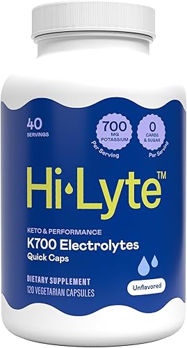 Hi-Lyte Keto & Performance K700 Electrolitos Sin Sabor Cápsulas Rápidas, 40 Porciones