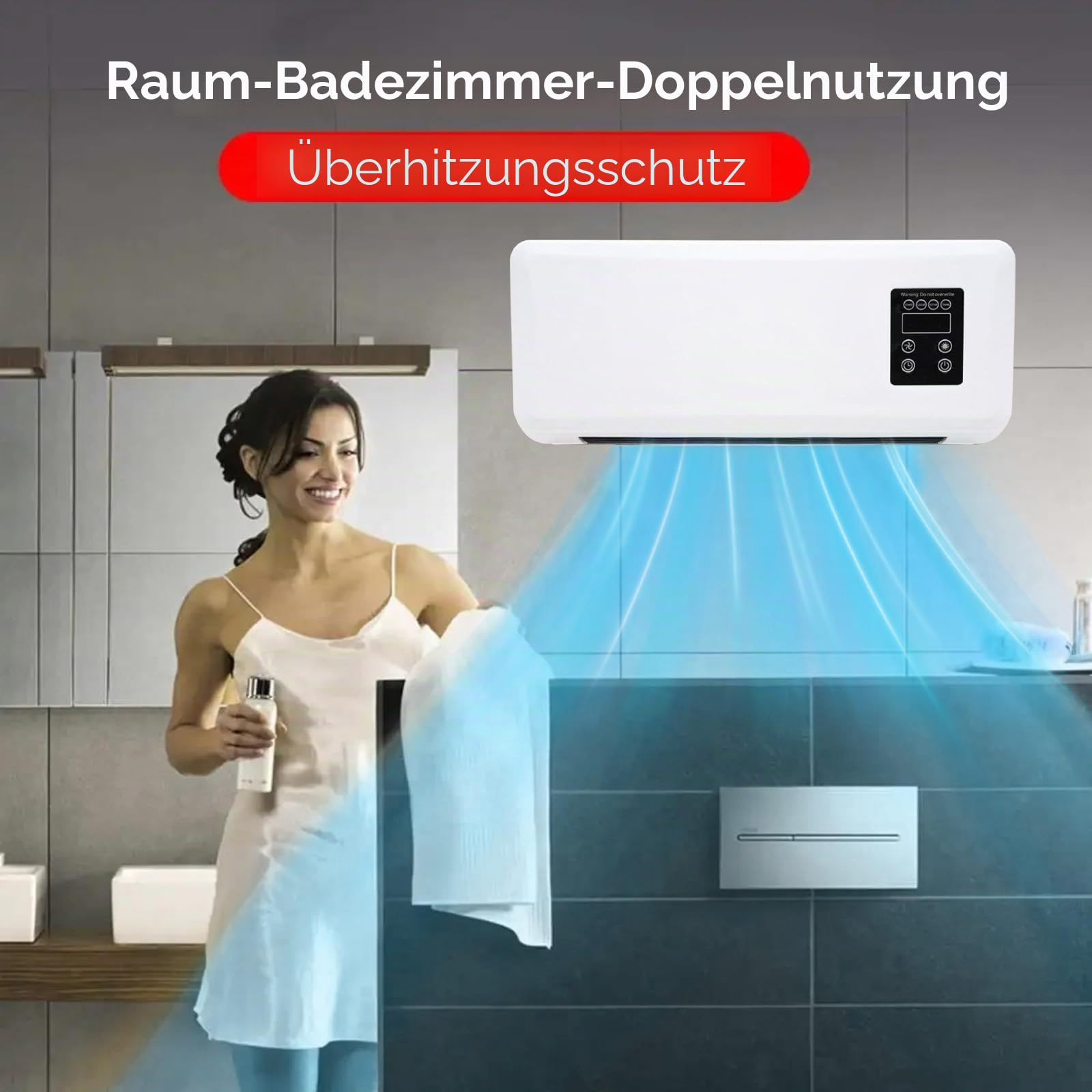 Mobile Klimaanlage ohne Abfluss, Split-Klimagerät ohne Außeneinheit, Wandventilator mit Fernbedienung