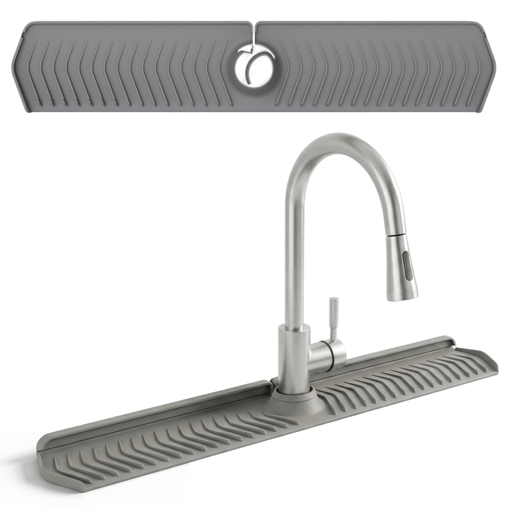 Tappetino per rubinetto lavello pieghevole lungo 76 cm in silicone con blocco regolabile Paraspruzzi per cucina dietro il rubinetto Grigio