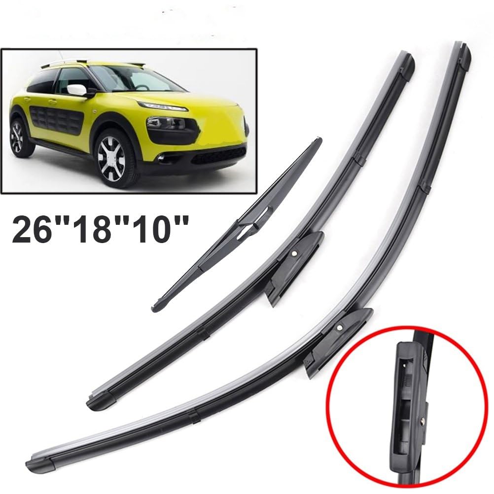 Spazzole Tergicristallo Anteriore Posteriore Spazzole Tergicristallo Set Per Citroen C4 Per Cactus 2014-2021 2022 2023 Parabrezza Parabrezza Finestra Spazzole 26 "+ 18" + 10" Tergicristallo Auto