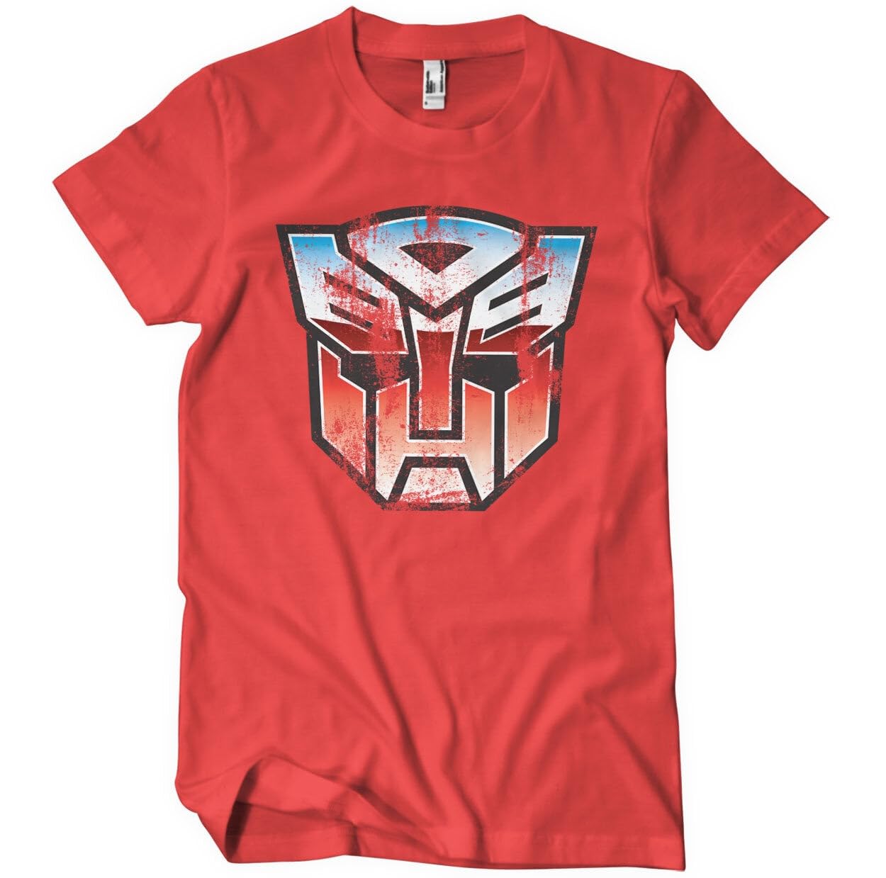 Transformers Officially Licensed Distressed Autobot Shield Mens T-Shirt (Red), XX-Large