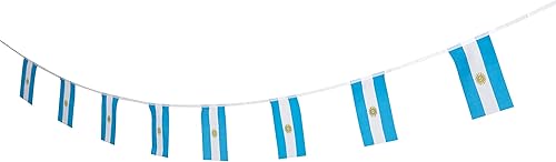 Miniatura 5 de Bandera argentina, bandera argentina, 100 pies/76 unidades, banderín nacional del mundo del país, suministros de decoración de fiesta, banderas