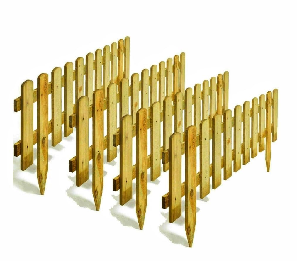 Pack of 4 x Wooden Panel Picket Fencing - Garden Wood Border Fence(99cmx40cm)