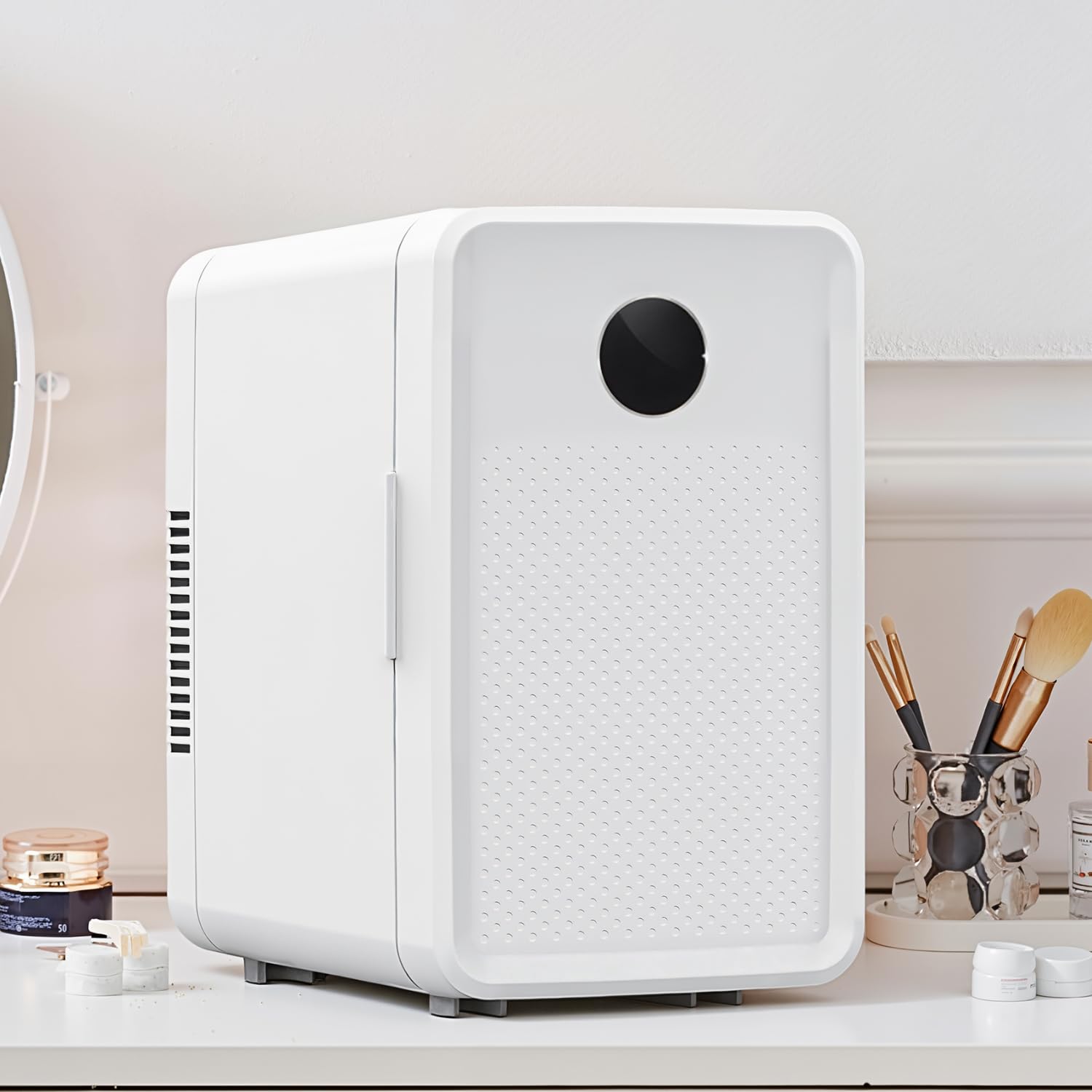 Kikihuose 13L/22L Mini Fridge for Bedroom, Personal Small Refrigerator for Skin Care, Cosmetics, 110V/12V Portable Refrigerator Cooler &amp; Warmer for Drinks, Food, Beauty, Makeup, Dorm, Car, Office