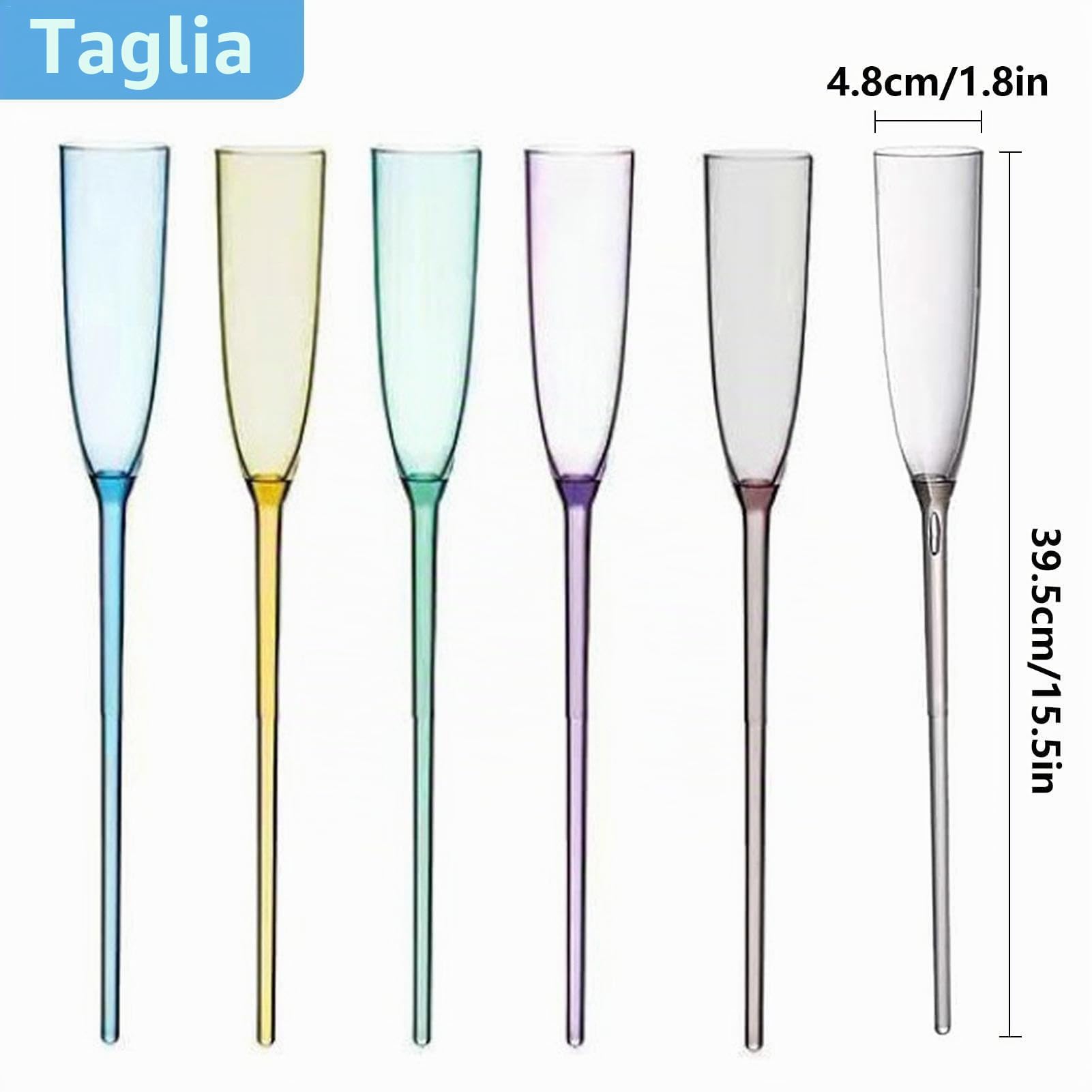Flute da champagne galleggianti, set di 6 eleganti calici da champagne in acrilico, calici senza base, bicchieri galleggianti per la piscina, perfetti per feste ed eventi sociali (colore nero)