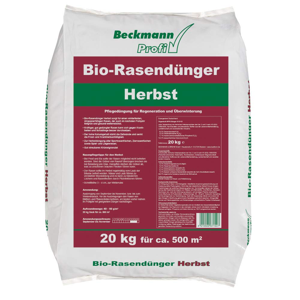 20 kg Bio-Rasendünger Herbst organisch für ca.500m² Profi Rasen Dünger