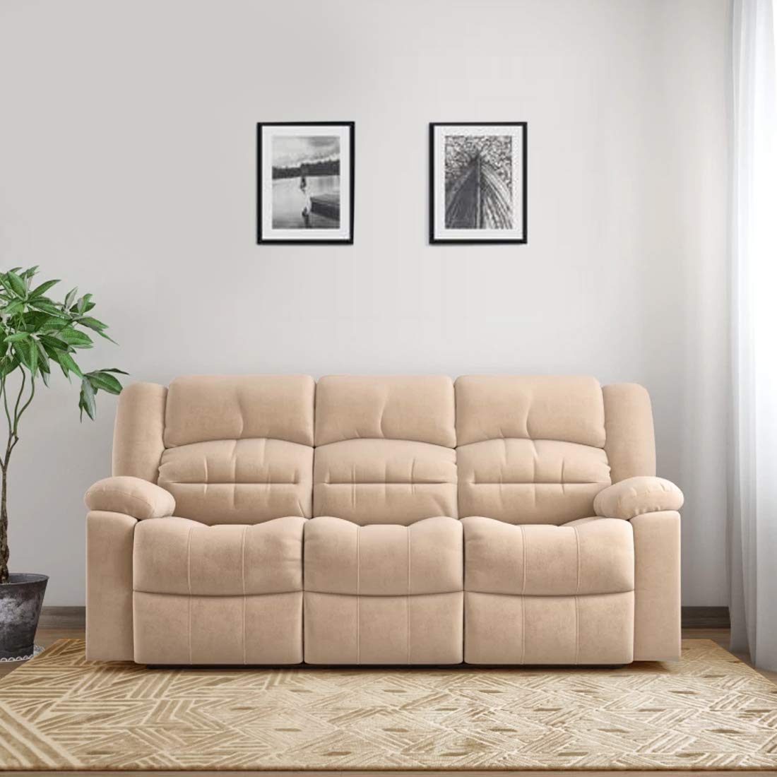 Stockholm Cream Recliner Sofa Cream Three Seater Recliner Couch