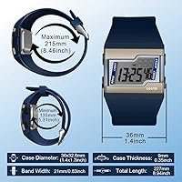 Vista 6 de Reloj de pulsera digital resistente al agua de 10 ATM para nadar y bucear con múltiples funciones de cronómetro de regazo, reloj despertador