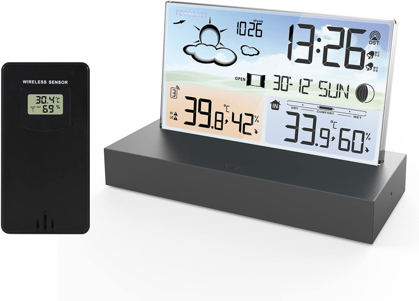 MZLaly Profi Wetterstation Funk Mit Außensensor, Professional Wireless