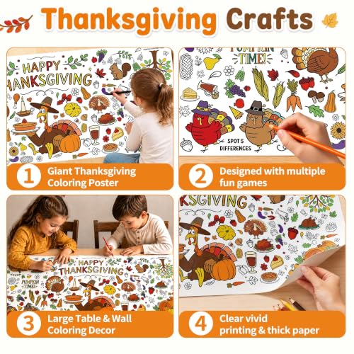 Thanksgiving Crafts for Kids- Thanksgiving Giant Coloring Tablecloth Poster - image 3