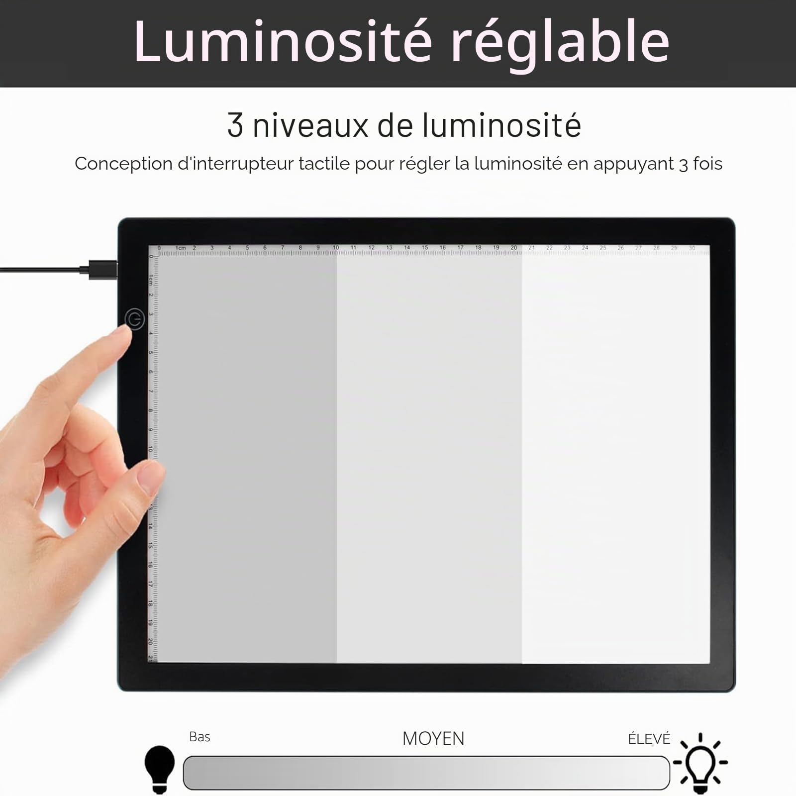 Tablette lumineuse pour diapositives et numérisation négative de film, format A4 ultra fin, rétro-éclairage magnétique avec 3 niveaux de luminosité, alimentation USB