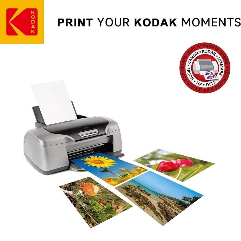 KODAK Picture Paper Papier Photo Brillant A4 180g/m² 50 Feuilles Jet d'Encre