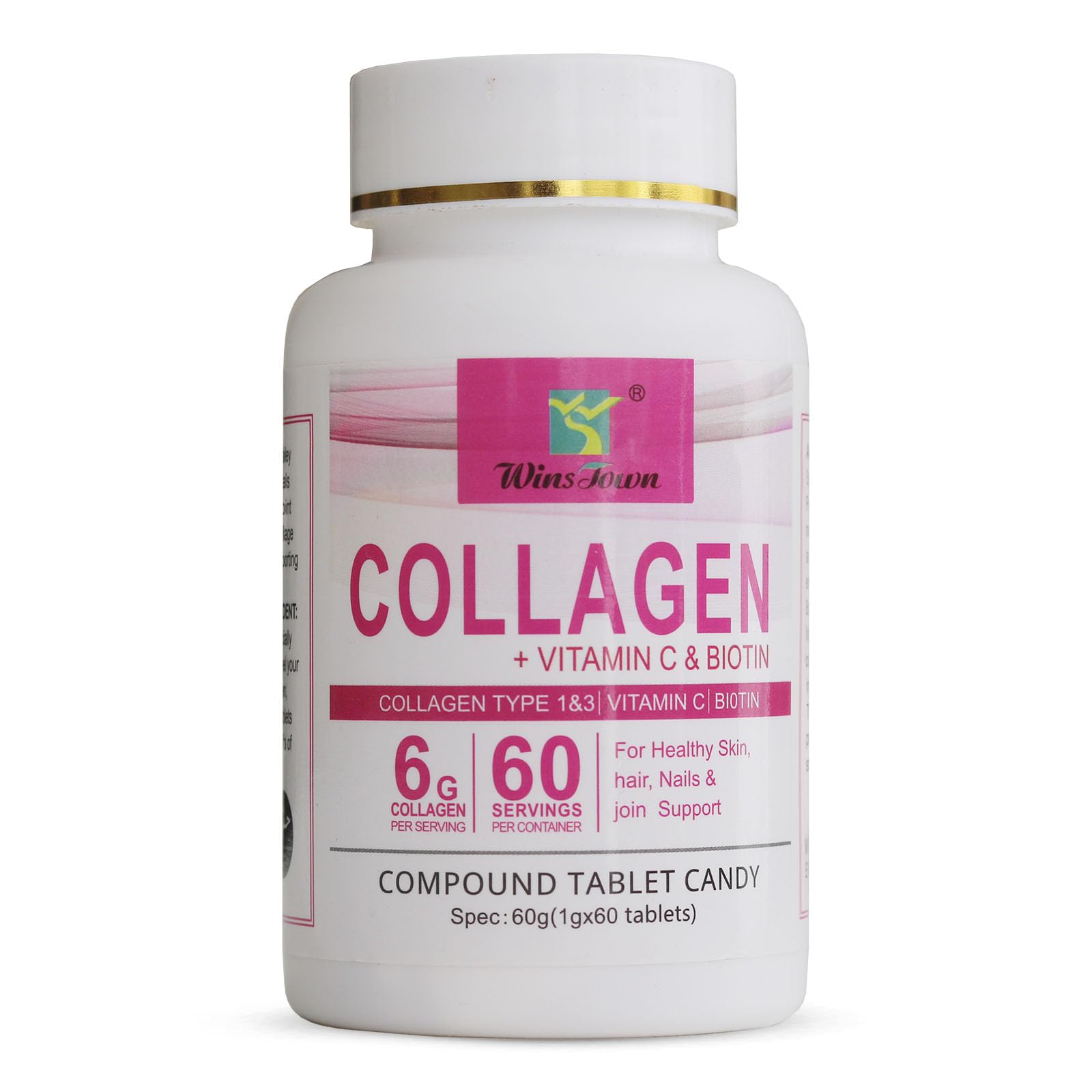 Compound Collagen Tablet Candy 6000mg Collagen Per Serving Support Healthy Bones Skin Hair Nails 60 Tablets