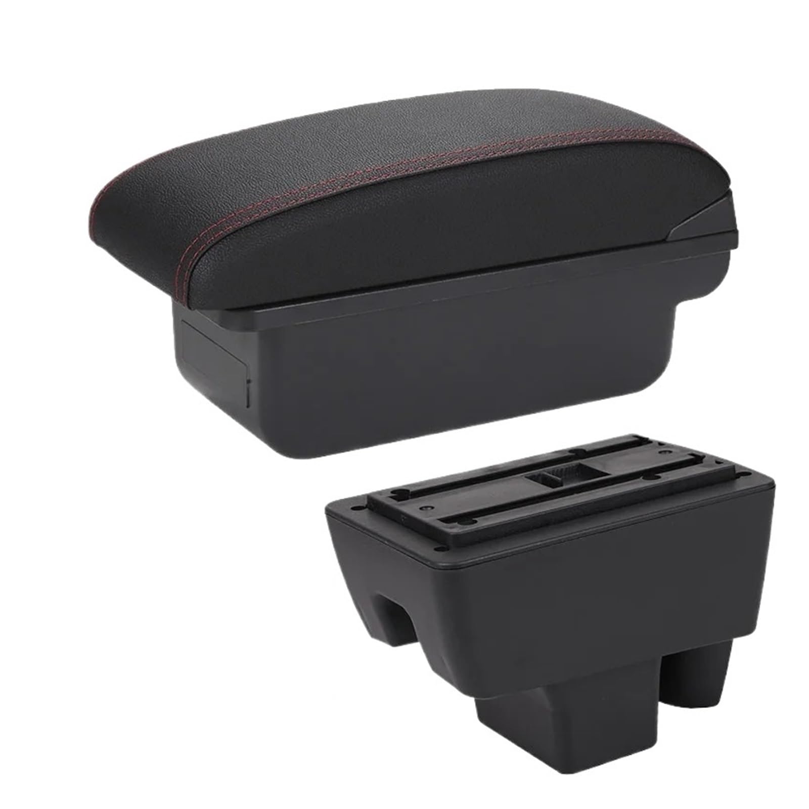 Ggwqoops Car Armrests For Skoda For RAPID 2020 2021 Car Armrest Box Accessories Interior Details Storage Armrest Box(C1 Black red NO USB)