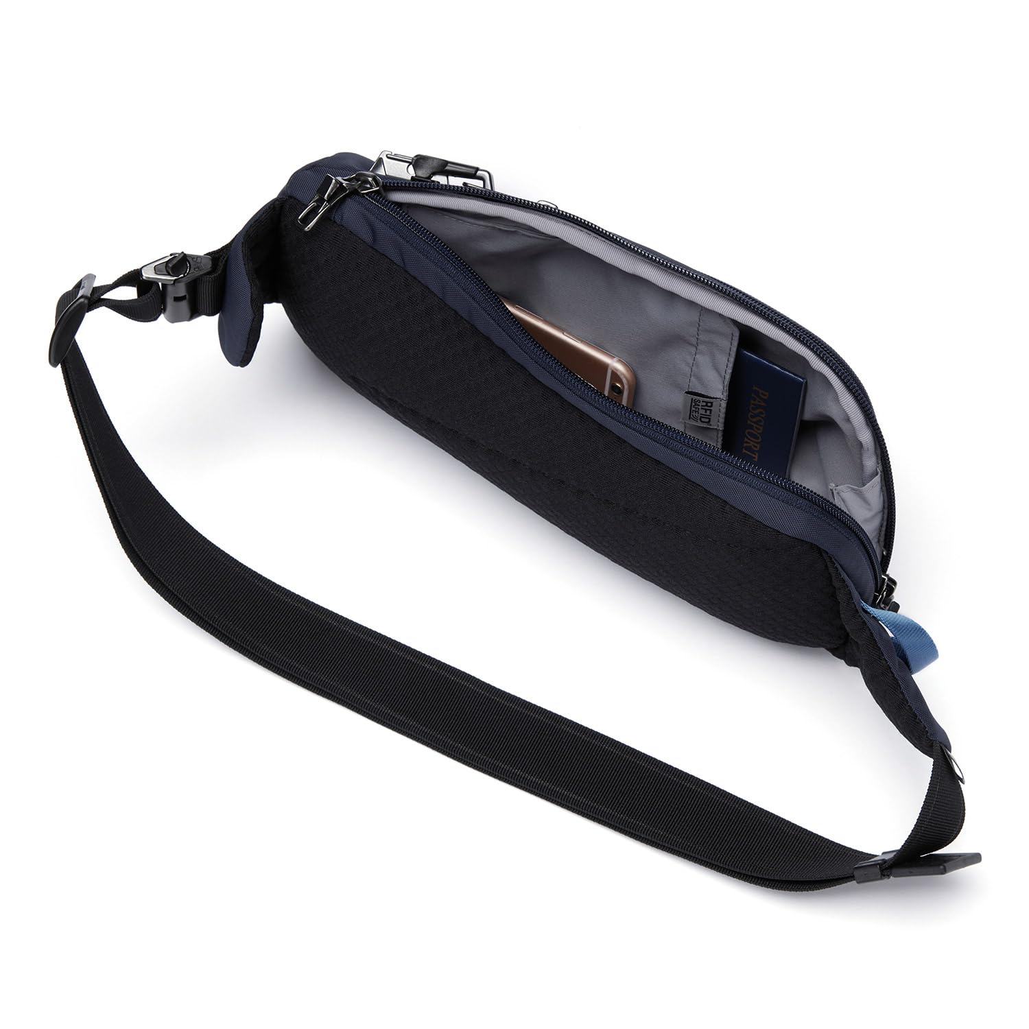 Pacsafe Unisex-Adult Vibe 150 2,2 litra antykradzieżowa torba crossbody, zamykane zamki błyskawiczne, bezpieczny bagaż RFID, torba kurierska, ocean, jeden rozmiar, Ocean, Rozmiar Uniwersalny