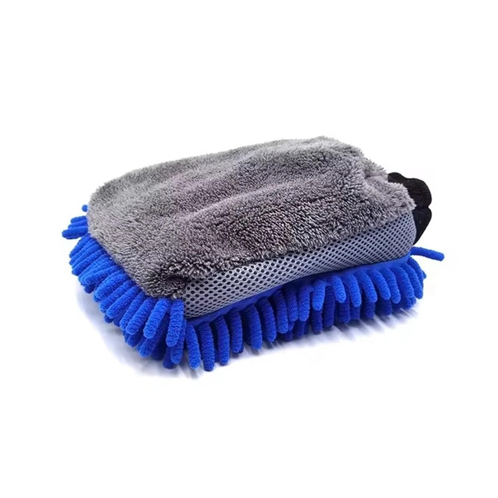Generisch Autowaschhandschuhe, wasserdichter Mikrofaser-Chenille-Reinigungshandschuh, Detaillierungsbürste, Autopflege, doppelseitiger Handschuh(Blue,3pcs)