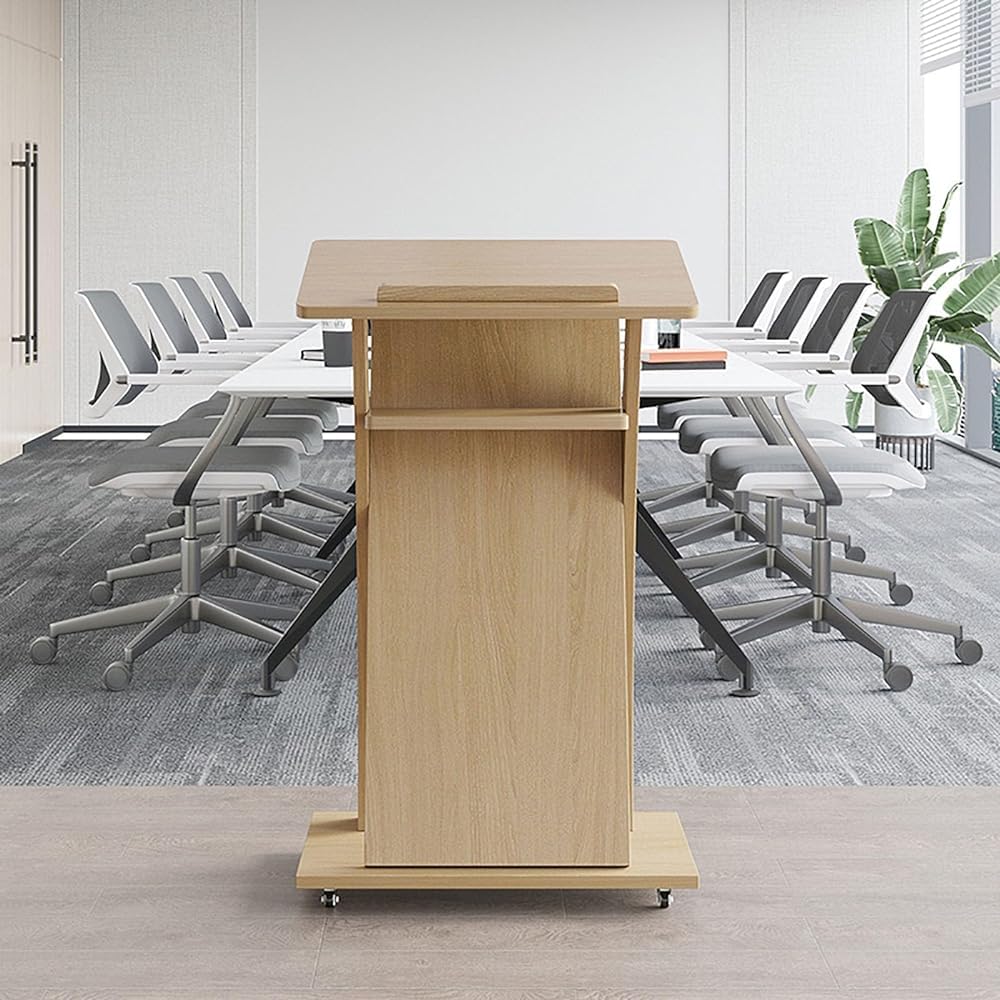 Generico Leggio Mobile in Legno con Ruote – Perfetto per chiese e Sale conferenze, Design Robusto ed Elegante da Pavimento, Facile da spostare, Soluzione Professionale p