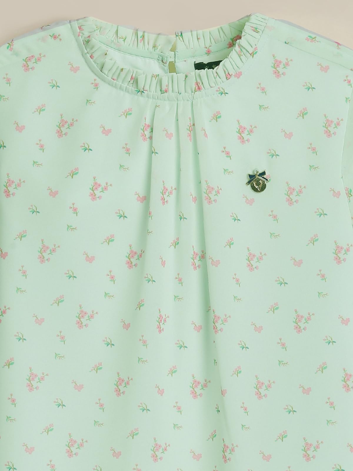 Girls Green Print Casual Top 1