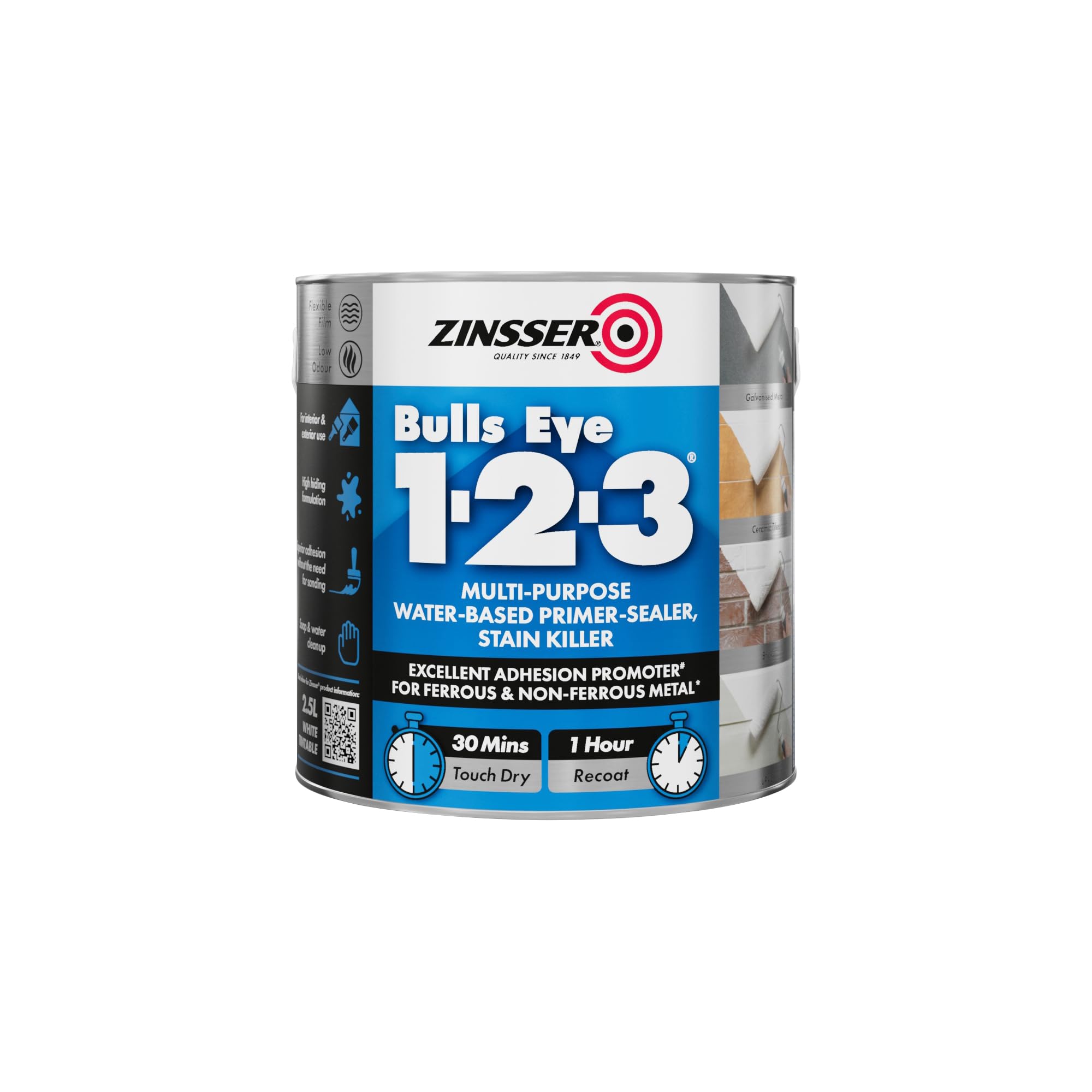 Zinsser ZN7041353C1 Bulls Eye 123 Primer Sealer Grey 2.5lt