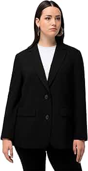 Blazer Donna Ulla Popken Oversized - Nero, Viscosa E Poliestere, Chiusura A Bottoni - Foto 2