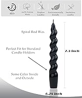 Vista 4 de LPUSA Velas Cónicas en Espiral Negras Hechas a Mano Velas de Candelabro Cera Sin Perfume Vela de Cena Sin Goteo para Boda, Cena, Vacación, Fiesta