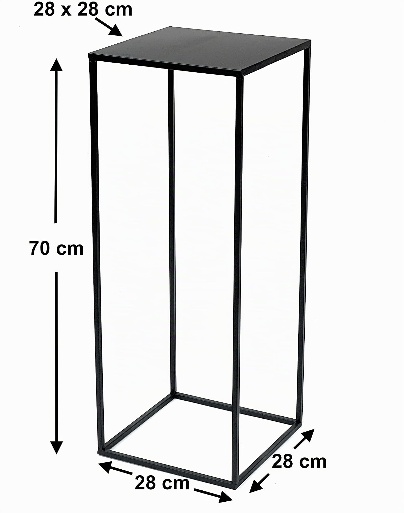 DanDiBo Tabouret à fleurs en métal noir, rectangulaire, 50-70 cm, table basse 96315 avec colonne de fleurs, support moderne pour plantes (70 cm)