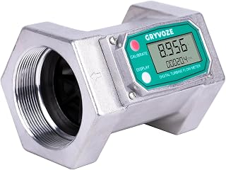 2.5 Inch Fuel Flow Meter, 21-264 GPM Inline 2-1/2" NPT Thread Digital Turbine Flowmeter for Water, Diesel, Gas Oil, Gasoline, and Other Liquids (5 Units: Gallon, QTS, PTS, L, m³)