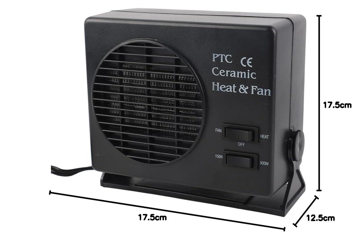 Eacam 12V 300W Autoheizung Tragbarer Keramik-Autoheizlüfter und Entfroster für die Fahrzeugheizung, Hält Sie Im Winter Warm und Im Sommer Kühl, Verstellbare Montagehalterung für