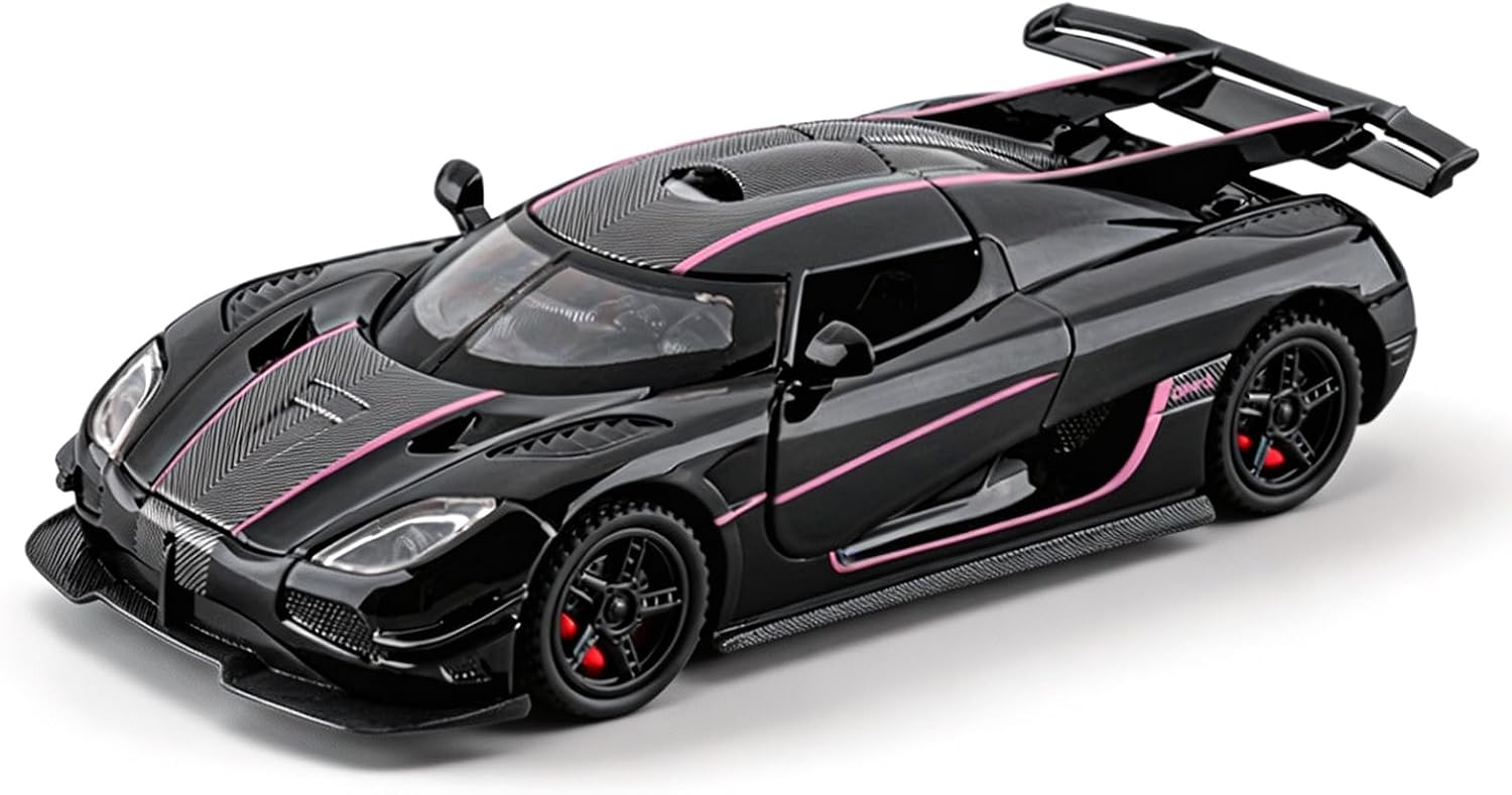1/32 ONE Diecast Toy Car - Fun Pull-Back Vehicle with Lights & Sounds, Great Gift for Boys and Girls Black