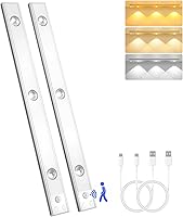 Vista 11 de Luces para debajo del gabinete de 8 pulgadas, 41 LED recargables con sensor de movimiento magnético, luz para interiores, brillo regulable de 6000