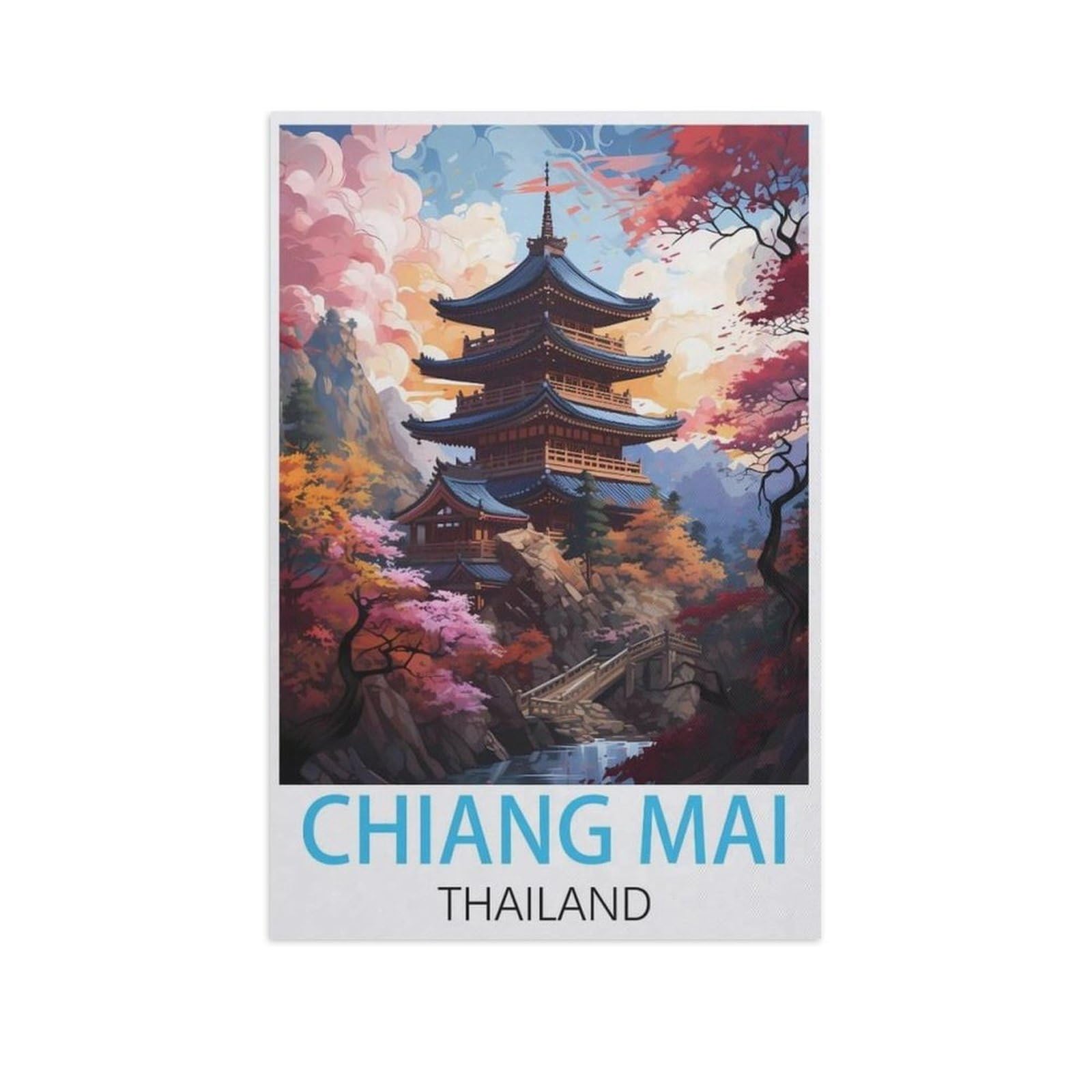 Vintage Wall Decor Metal Poster Plaque，Chiang Mai Thailand，Sign Farmhousenostalgic Tin Sign For Home Cofe Kitchen Pub Bar Wall Decor(15x30cm）6x12 inch-AK76