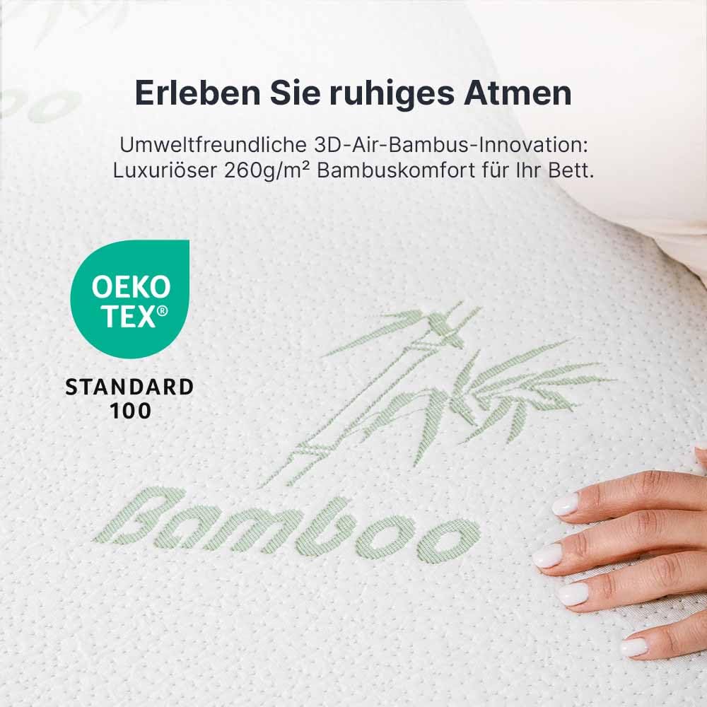 MKS Gelschaum Topper 90x200cm - 2-in-1 H3/H4 Matratzenauflage | 5-Schicht Komfort & Anti-Rutsch