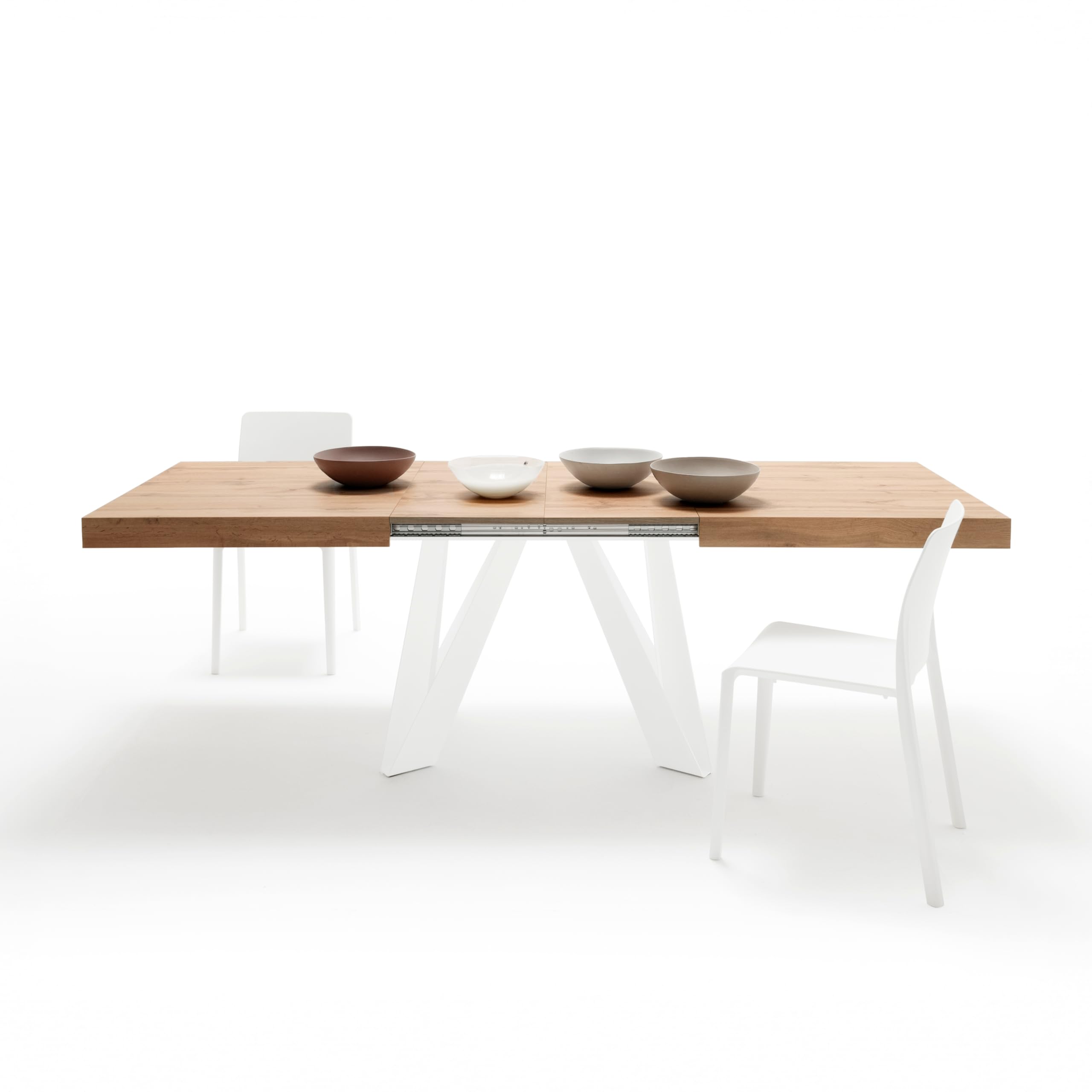 MOBILI FIVER, Table Extensible Romina 160 (240) X 90 cm, Bois Rustique avec Pieds en Fer Blanc, pour 6-10 Personnes, Table Extensible pour Cuisine, Salon, Made in Italy